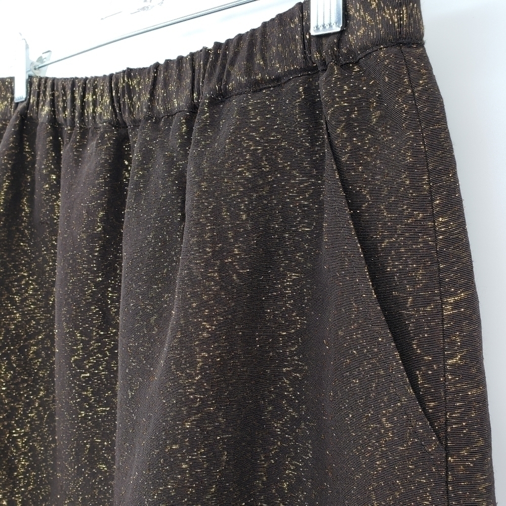 MADEWELL Broadway & Broome Black Gold Metallic Pull on Skirt - Picture 2 of 7
